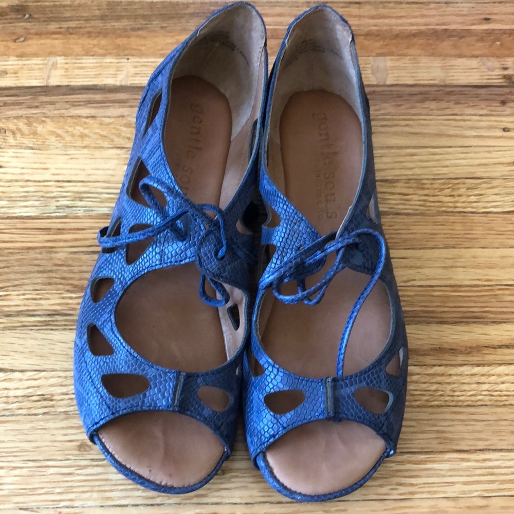 Gentle Souls Leather Lace-Up Sandals, Navy